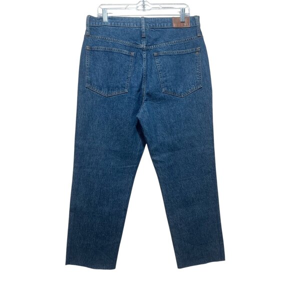 Madewell Perfect Vintage Jeans Womens 31 Dark Wash Straight High Rise Raw Hem - Picture 2 of 16